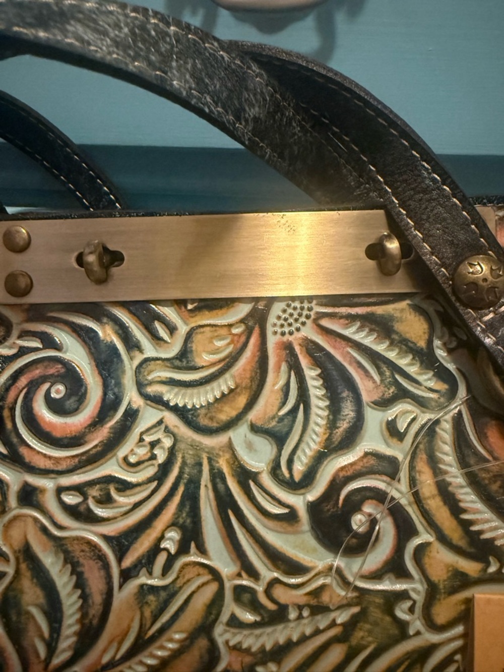 Patricia Nash Tooled Leather Tote Bag - Floral Scroll - Picture 2 of 5